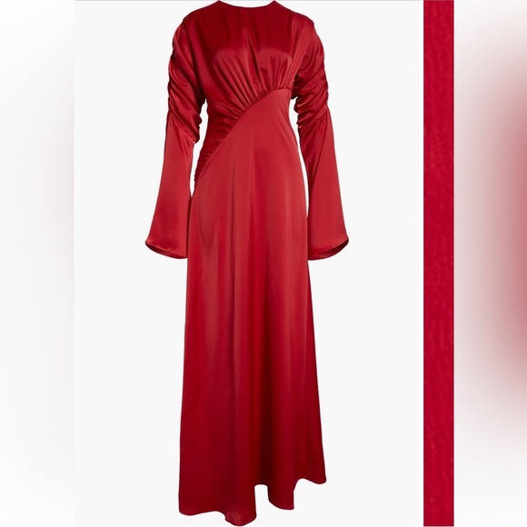 NWT ORIRE The Jou Red Long Sleeve satin Dress size 4 - Picture 5 of 10